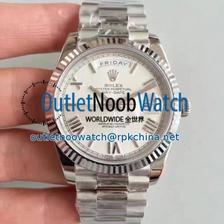 Replica Rolex Day-Date 40 228239 40MM N Stainless Steel Silver Quadrant Dial Swiss 3255