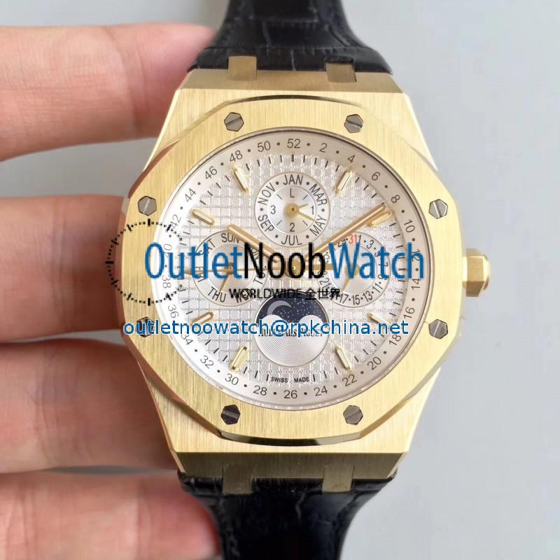 Replica Audemars Piguet Royal Oak Perpetual Calendar 41MM 26574BA.OO.1220BA.01 BF Yellow Gold Silver Dial Swiss 5134