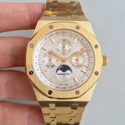 Replica Audemars Piguet Royal Oak Perpetual Calendar 41MM 26574BA.OO.1220BA.01 BF Yellow Gold Silver Dial Swiss 5134