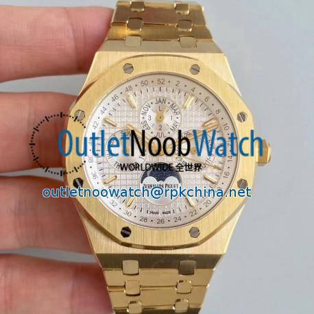 Replica Audemars Piguet Royal Oak Perpetual Calendar 41MM 26574BA.OO.1220BA.01 BF Yellow Gold Silver Dial Swiss 5134