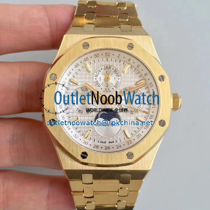 Replica Audemars Piguet Royal Oak Perpetual Calendar 41MM 26574BA.OO.1220BA.01 BF Yellow Gold Silver Dial Swiss 5134