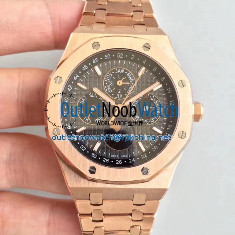 Replica Audemars Piguet Royal Oak Perpetual Calendar 41MM 26574OR.OO.1220OR.01 BF Rose Gold Black Dial Swiss 5134