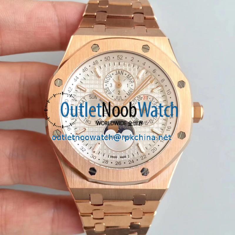 Replica Audemars Piguet Royal Oak Perpetual Calendar 41MM 26574OR.OO.1220OR.01 BF Rose Gold Silver Dial Swiss 5134