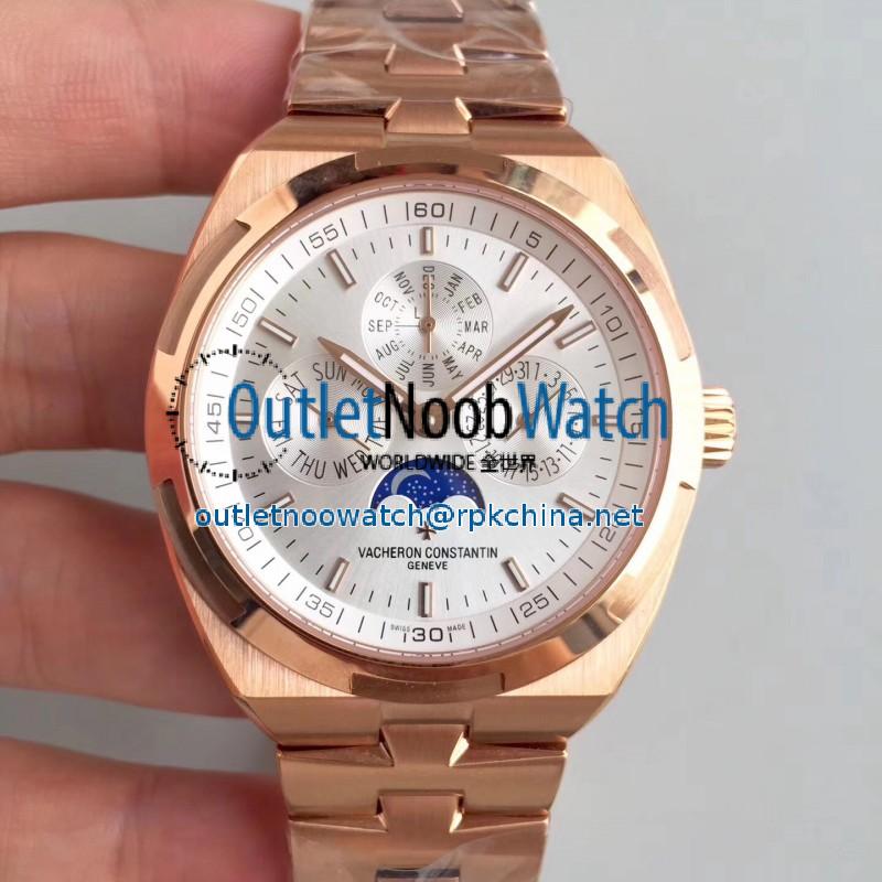 Replica Vacheron Constantin Overseas Ultra Thin Perpetual Calendar 4300V/120G-B102 BF Rose Gold Silver Dial Swiss 1120 QP