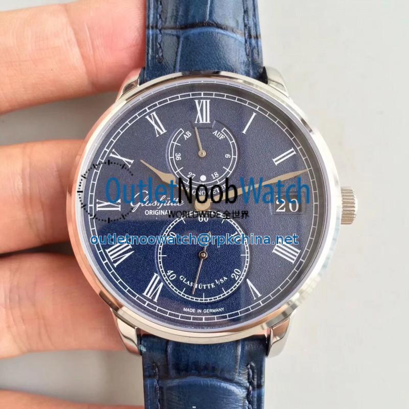 Replica Glashutte Original Senator Chronometer 1-58-01-05-34-30 N Stainless Steel Blue Dial Swiss 58-01