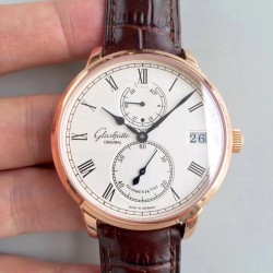 Replica Glashutte Original Senator Chronometer 1-58-01-01-01-04 N Rose Gold Silver Dial Swiss 58-01