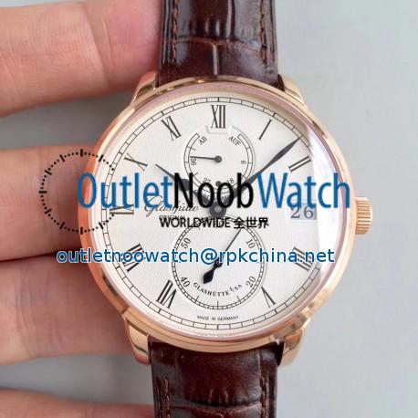 Replica Glashutte Original Senator Chronometer 1-58-01-01-01-04 N Rose Gold Silver Dial Swiss 58-01