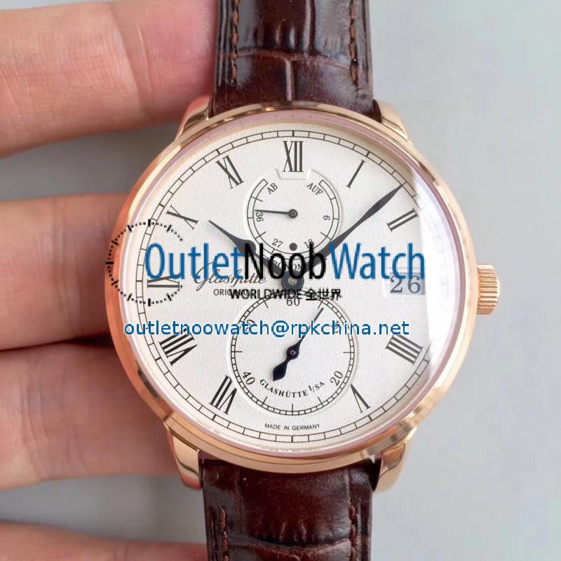 Replica Glashutte Original Senator Chronometer 1-58-01-01-01-04 N Rose Gold Silver Dial Swiss 58-01