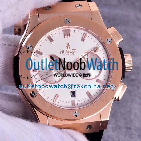 Replica Hublot Classic Fusion Chronograph King Gold Opalin 521.OX.2611.LR HBB V6 Rose Gold Silver Dial Swiss 7750