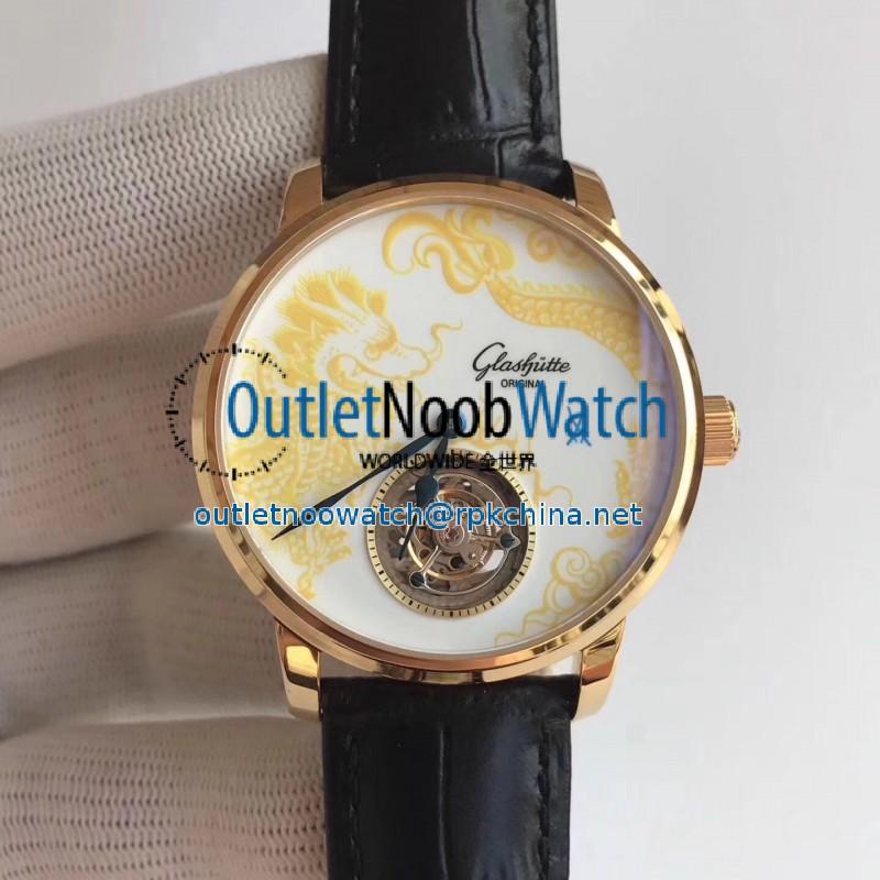 Replica Glashutte Original Senator Meissen Tourbillon Dragon 94-13-02-01-04 N Rose Gold White Dial Swiss 94-11