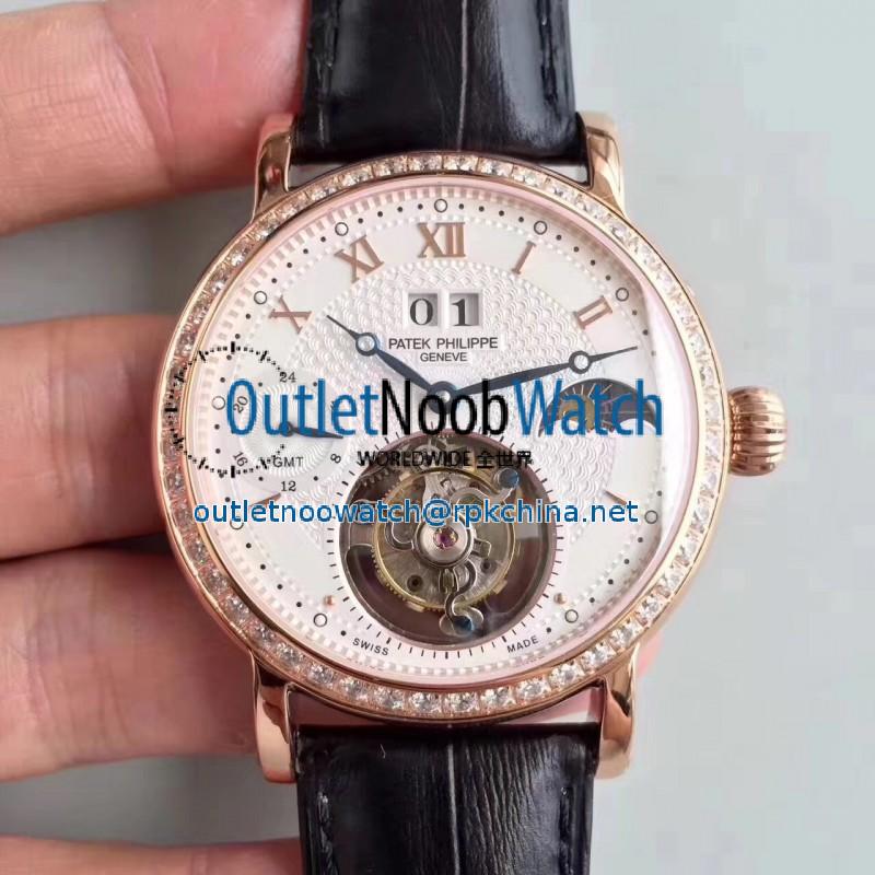 Replica Patek Philippe Grand Complication Tourbillon N Rose Gold & Diamonds White Dial Swiss Tourbillon