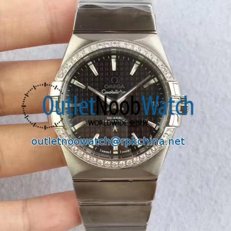 Replica Omega Constellation 123.55.38.20.99.001 38MM SSS Stainless Steel & Diamonds Black Dial Swiss 8500