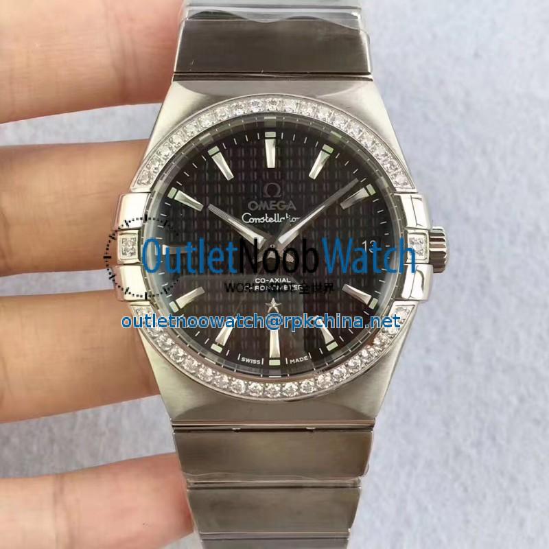 Replica Omega Constellation 123.55.38.20.99.001 38MM SSS Stainless Steel & Diamonds Black Dial Swiss 8500