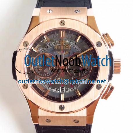 Replica Hublot Classic Fusion Aerofusion Chronograph King Gold 525.OX.0180.LR HBB V6 Rose Gold Black Skeleton Dial Swiss 7750