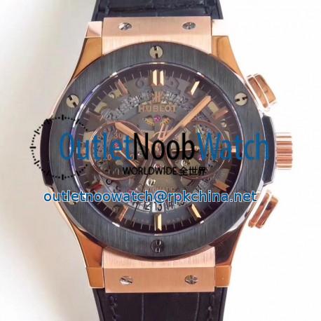 Replica Hublot Classic Fusion Aerofusion Chronograph Dutch 525.OM.0180.HR.CSS16 HBB V6 Rose Gold Black Skeleton Dial Swiss 7750