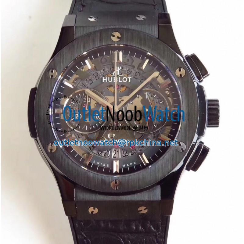 Replica Hublot Classic Fusion Aerofusion Chronograph Black Magic 525.CM.0170.RX HBB V6 Ceramic Black Skeleton Dial Swiss 7750