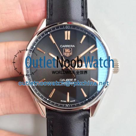 Replica Tag Heuer Carrera Calibre 5 Day-Date 41MM WAR201C.FC6266 HBB V6 Stainless Steel Black Dial Swiss Calibre 5