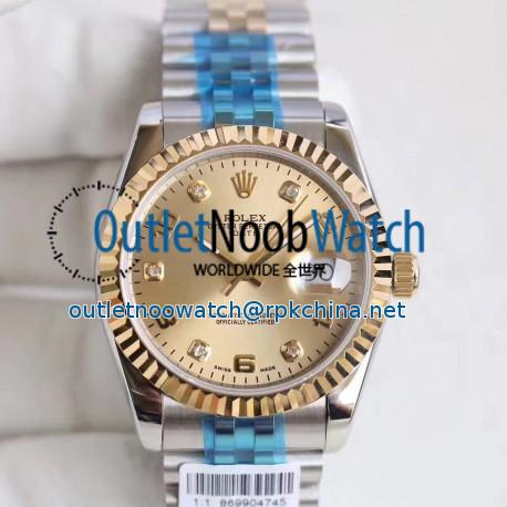 Replica Rolex Datejust 36 116233 36MM N Stainless Steel & Yellow Gold Champagne Dial Swiss 2836-2