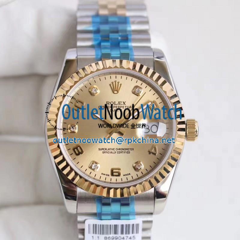 Replica Rolex Datejust 36 116233 36MM N Stainless Steel & Yellow Gold Champagne Dial Swiss 2836-2