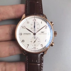 Replica IWC Portugieser Chronograph IW371480 ZF Rose Gold White Dial Swiss 7750