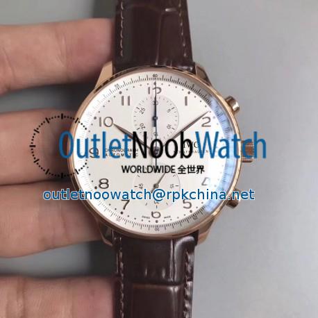 Replica IWC Portugieser Chronograph IW371480 ZF Rose Gold White Dial Swiss 7750