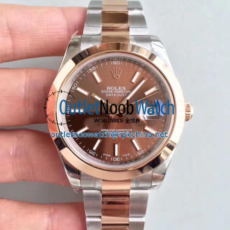 Replica Rolex Datejust II 116333 41MM EW Stainless Steel & Rose Gold Chocolate Dial Swiss 3136