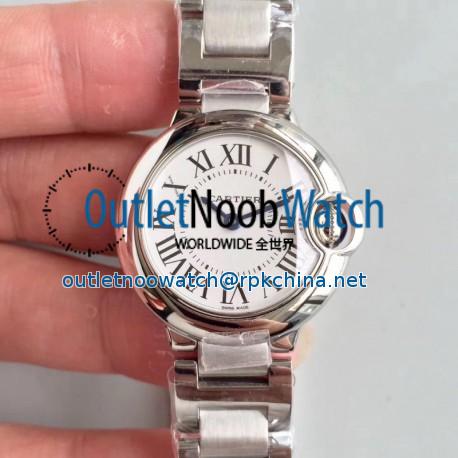 Replica Ballon Bleu De Cartier 28MM W69010Z4 TW Stainless Steel White Dial Swiss Ronda Quartz