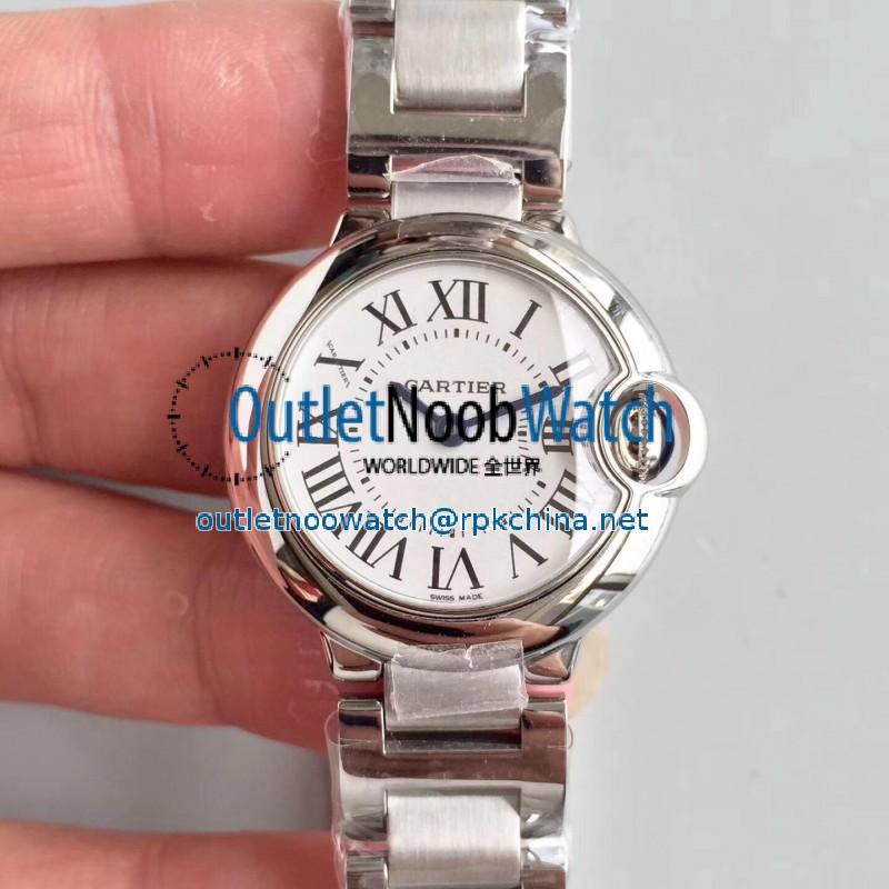 Replica Ballon Bleu De Cartier 28MM W69010Z4 TW Stainless Steel White Dial Swiss Ronda Quartz