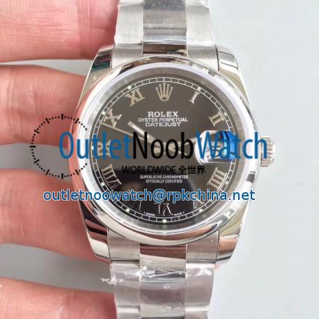 Replica Rolex Datejust 36MM 116234 MIT Stainless Steel 904L Black Dial Swiss 3135