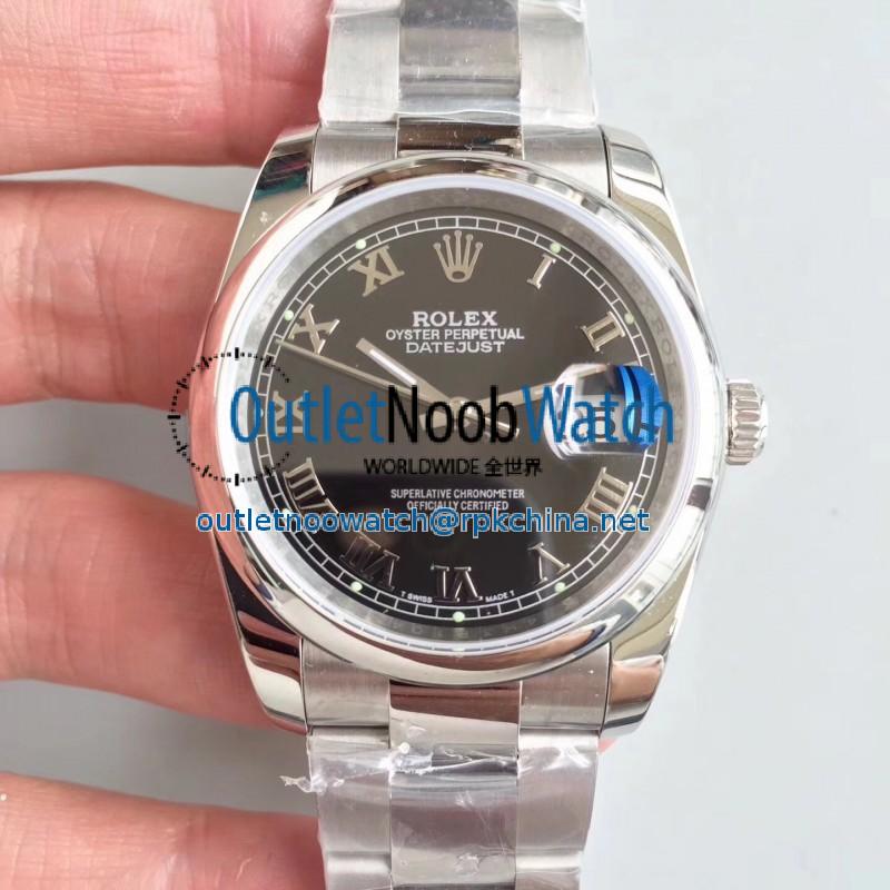 Replica Rolex Datejust 36MM 116234 MIT Stainless Steel 904L Black Dial Swiss 3135