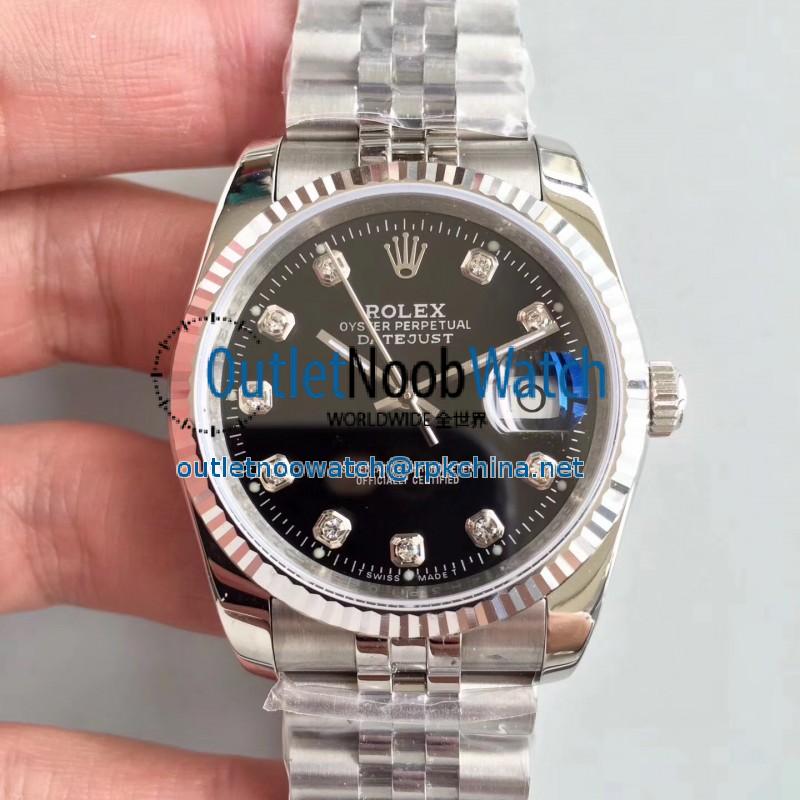 Replica Rolex Datejust 36MM 116234 MIT Stainless Steel 904L Black Dial Swiss 3135