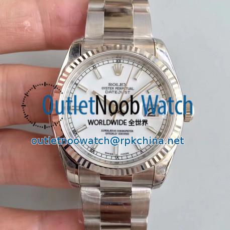 Replica Rolex Datejust 36MM 116234 AR Stainless Steel 904L White Dial Swiss 3135