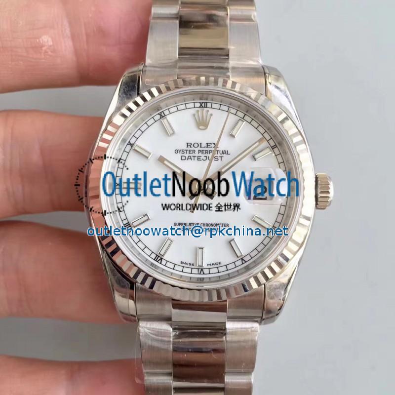 Replica Rolex Datejust 36MM 116234 AR Stainless Steel 904L White Dial Swiss 3135