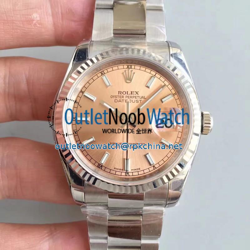 Replica Rolex Datejust 36MM 116234 AR Stainless Steel 904L Rose Gold Dial Swiss 3135