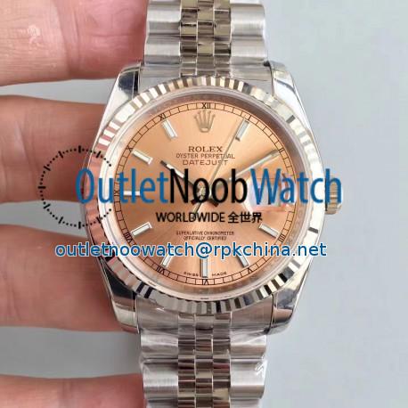 Replica Rolex Datejust 36MM 116234 AR Stainless Steel 904L Rose Gold Dial Swiss 3135