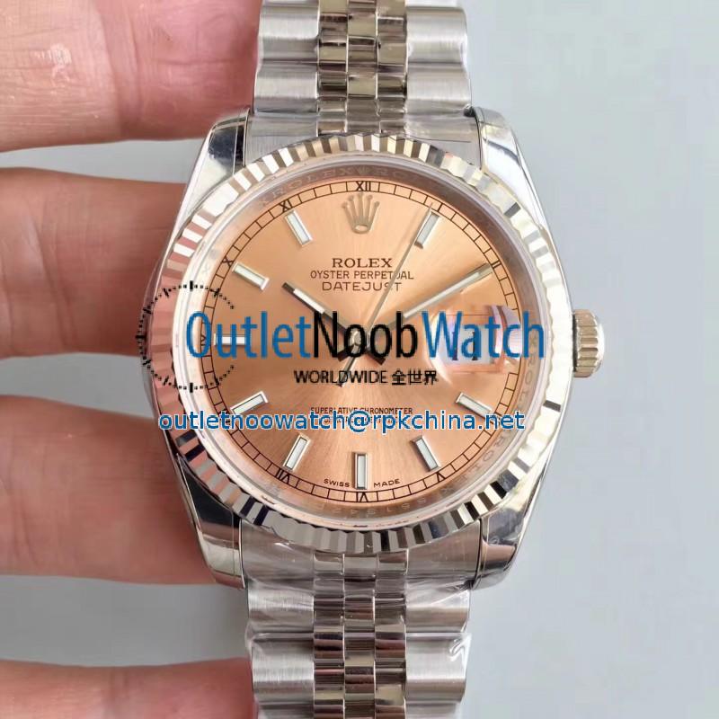 Replica Rolex Datejust 36MM 116234 AR Stainless Steel 904L Rose Gold Dial Swiss 3135