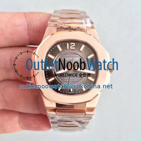 Replica Patek Philippe Nautilus Ladies 7011-1R JJ Rose Gold Brown Dial Swiss Quartz E23-250 S C