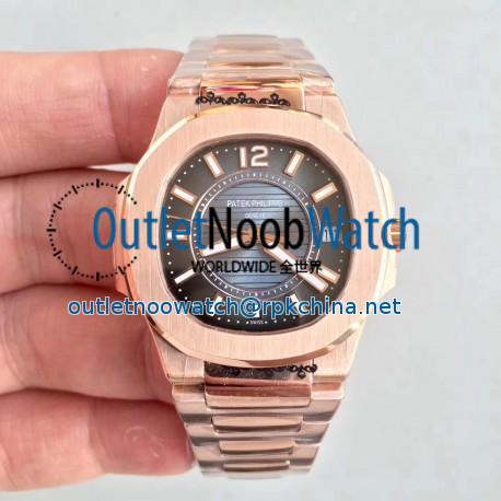 Replica Patek Philippe Nautilus Ladies 7011-1R JJ Rose Gold Blue Dial Swiss Quartz E23-250 S C