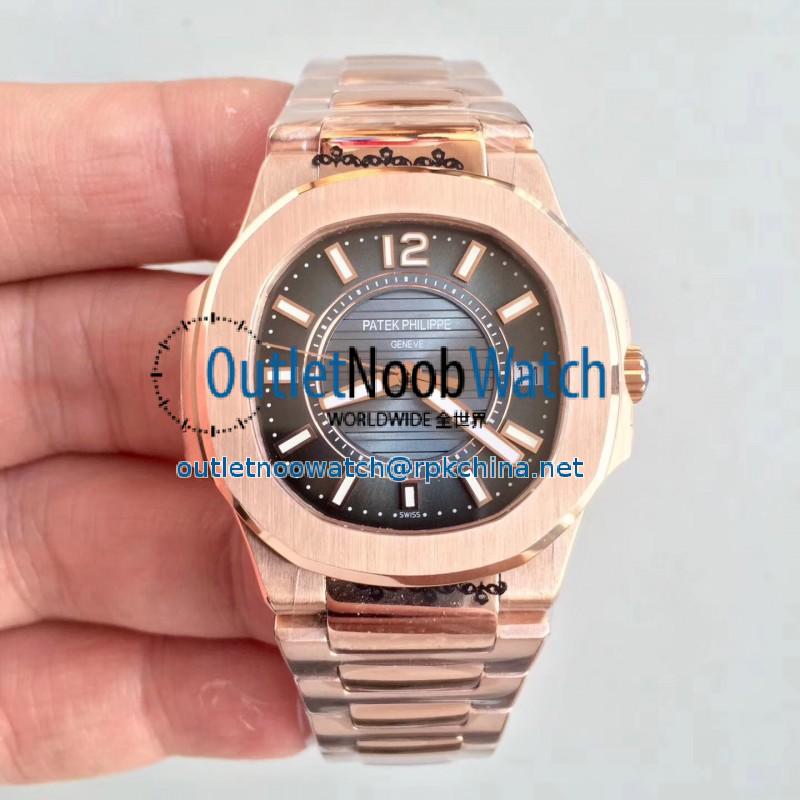 Replica Patek Philippe Nautilus Ladies 7011-1R JJ Rose Gold Blue Dial Swiss Quartz E23-250 S C