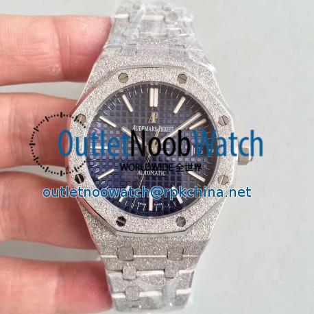 Replica Audemars Piguet Royal Oak Frosted Gold 37MM 15454 JH Stainless Steel Blue Dial Swiss 3120