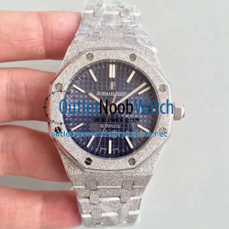 Replica Audemars Piguet Royal Oak Frosted Gold 37MM 15454 JH Stainless Steel Blue Dial Swiss 3120