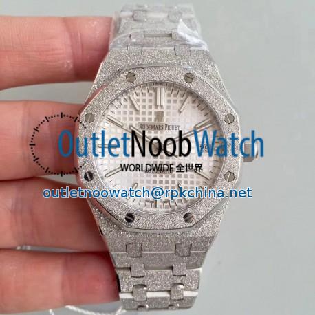 Replica Audemars Piguet Royal Oak Frosted Gold 37MM 15454 JH Stainless Steel Silver Dial Swiss 3120