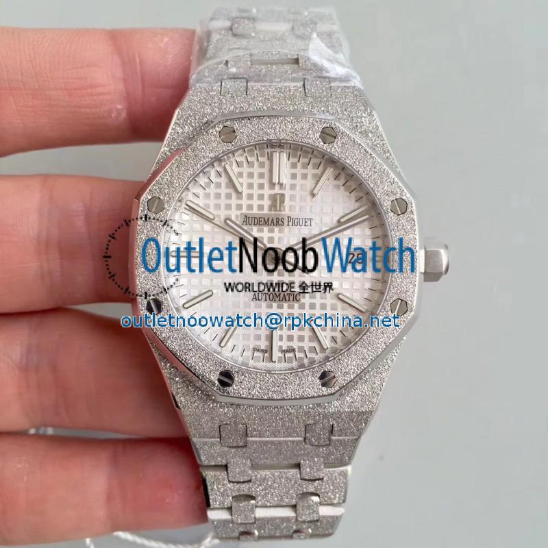 Replica Audemars Piguet Royal Oak Frosted Gold 37MM 15454 JH Stainless Steel Silver Dial Swiss 3120