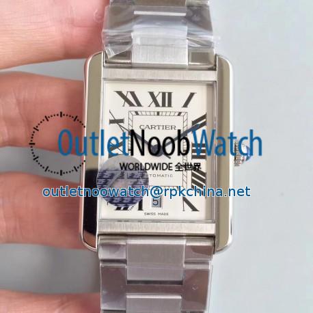 Replica Cartier Tank Solo XL Automatic W5200028 ZF  Stainless Steel White Dial M9015