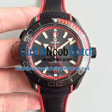 Replica Omega Seamaster Planet Ocean 600M Deep Black In Red GMT 215.92.46.22.01.003 JH PVD Black Dial Swiss 8906