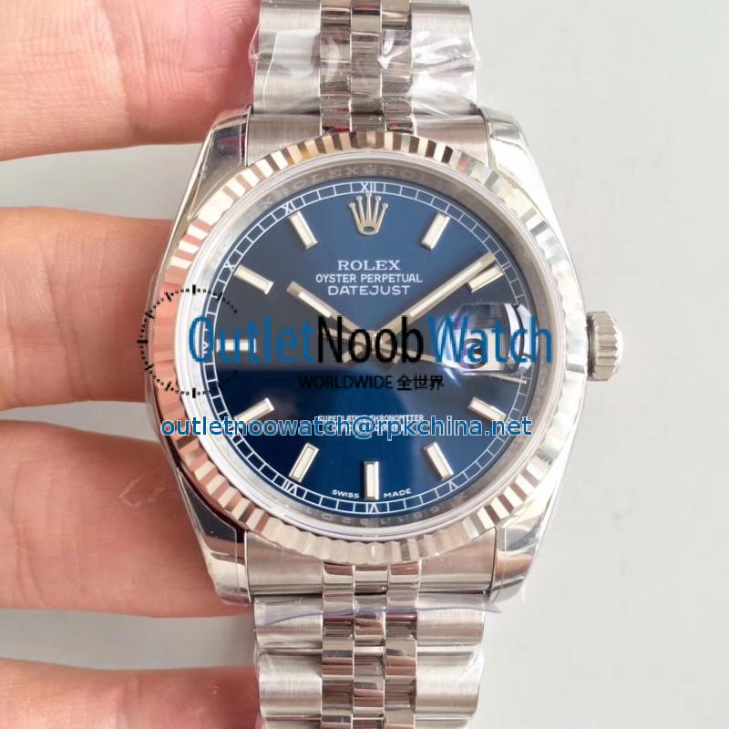 Replica Rolex Datejust 36MM 116234 AR Stainless Steel 904L Blue Dial Swiss 3135