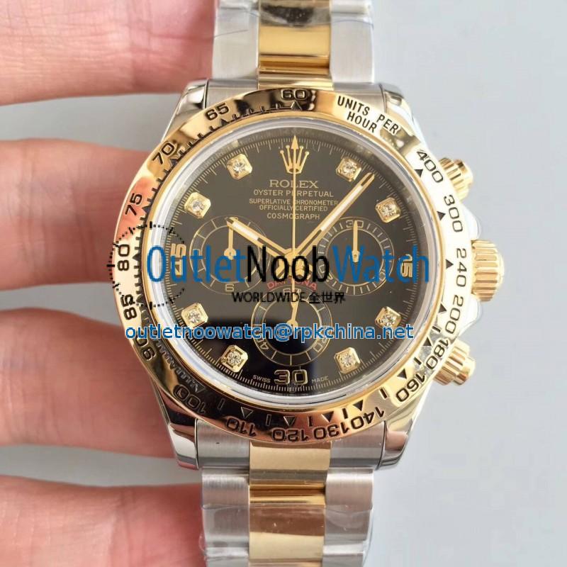 Replica Rolex Daytona Cosmograph 116503 3A 18K Yellow Gold & Stainless Steel 904L Black Dial Swiss 7750 Run 6@SEC