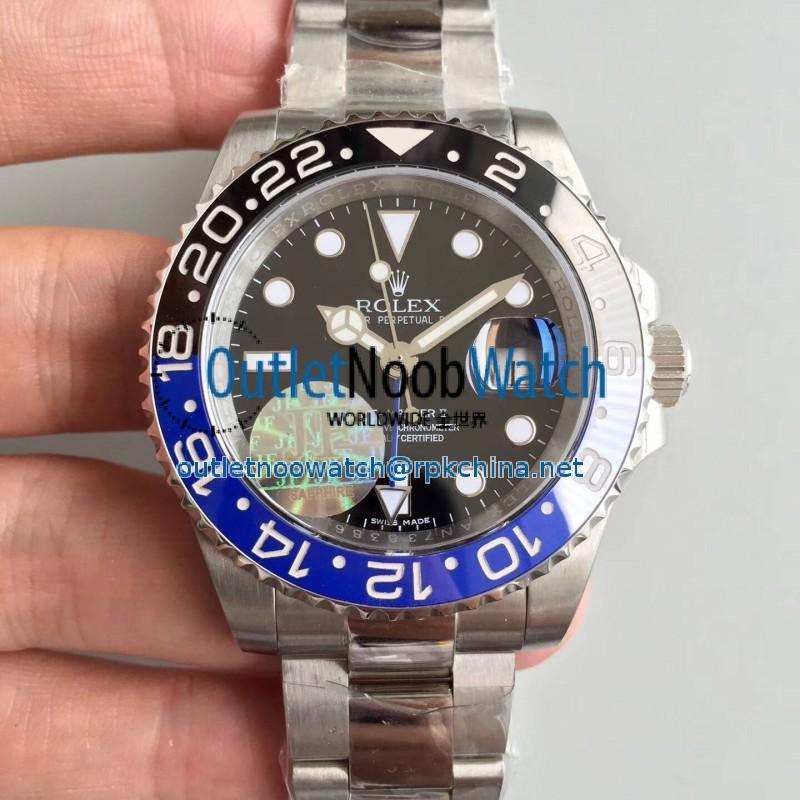 Replica Rolex GMT-Master II 116710BLNR JF Stainless Steel Black Dial Swiss 2836-2