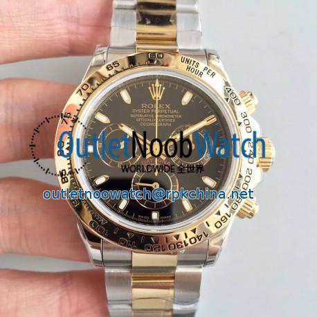 Replica Rolex Daytona Cosmograph 116503 3A 18K Yellow Gold Wrapped & Stainless Steel 904L Black Dial Swiss 7750 Run 6@SEC