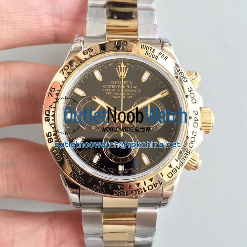 Replica Rolex Daytona Cosmograph 116503 3A 18K Yellow Gold Wrapped & Stainless Steel 904L Black Dial Swiss 7750 Run 6@SEC